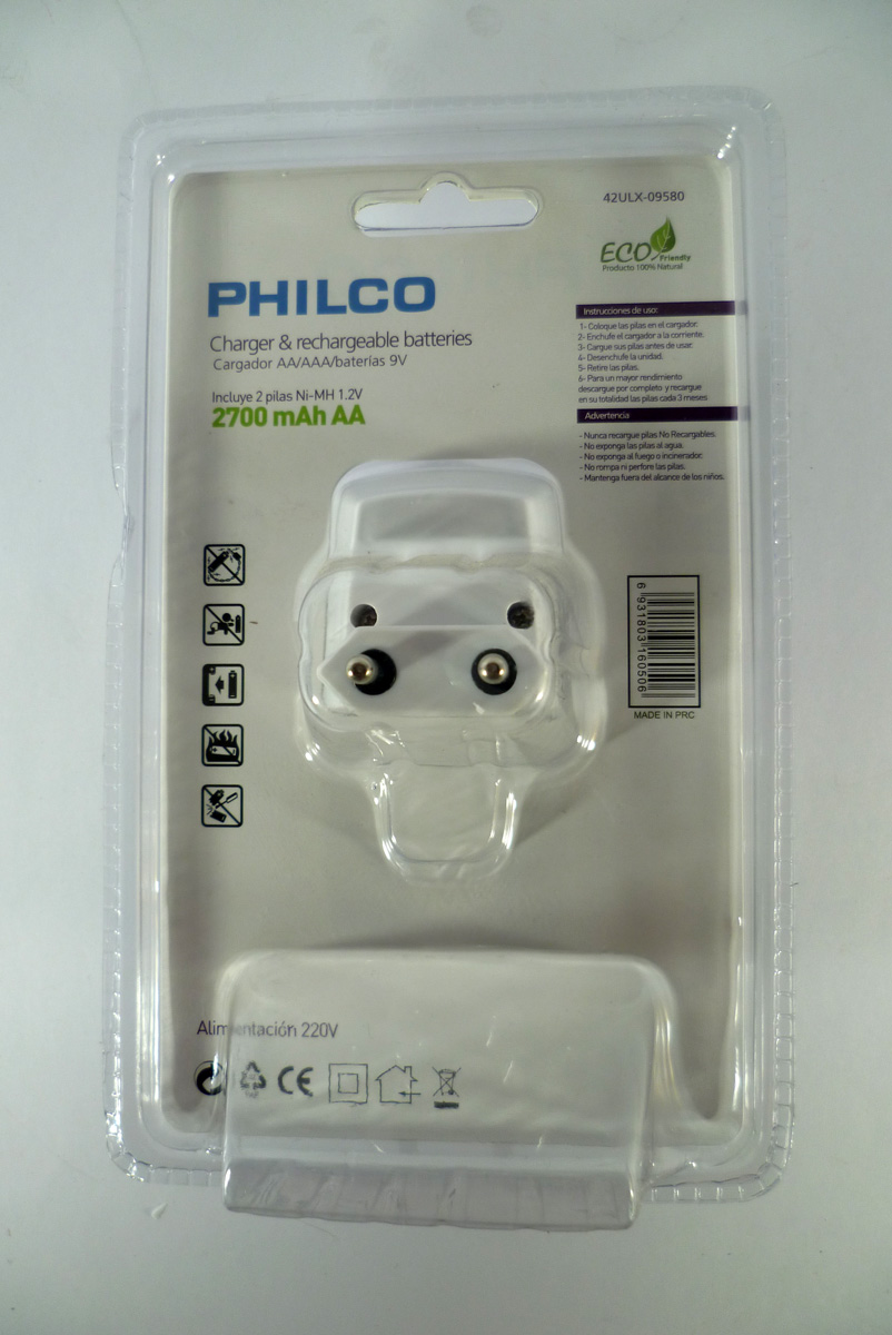 Cargador de pilas AA - AAA y batería 9V incluye 2 pilas AA 2700mah, cód. 0506 - Imagen 2