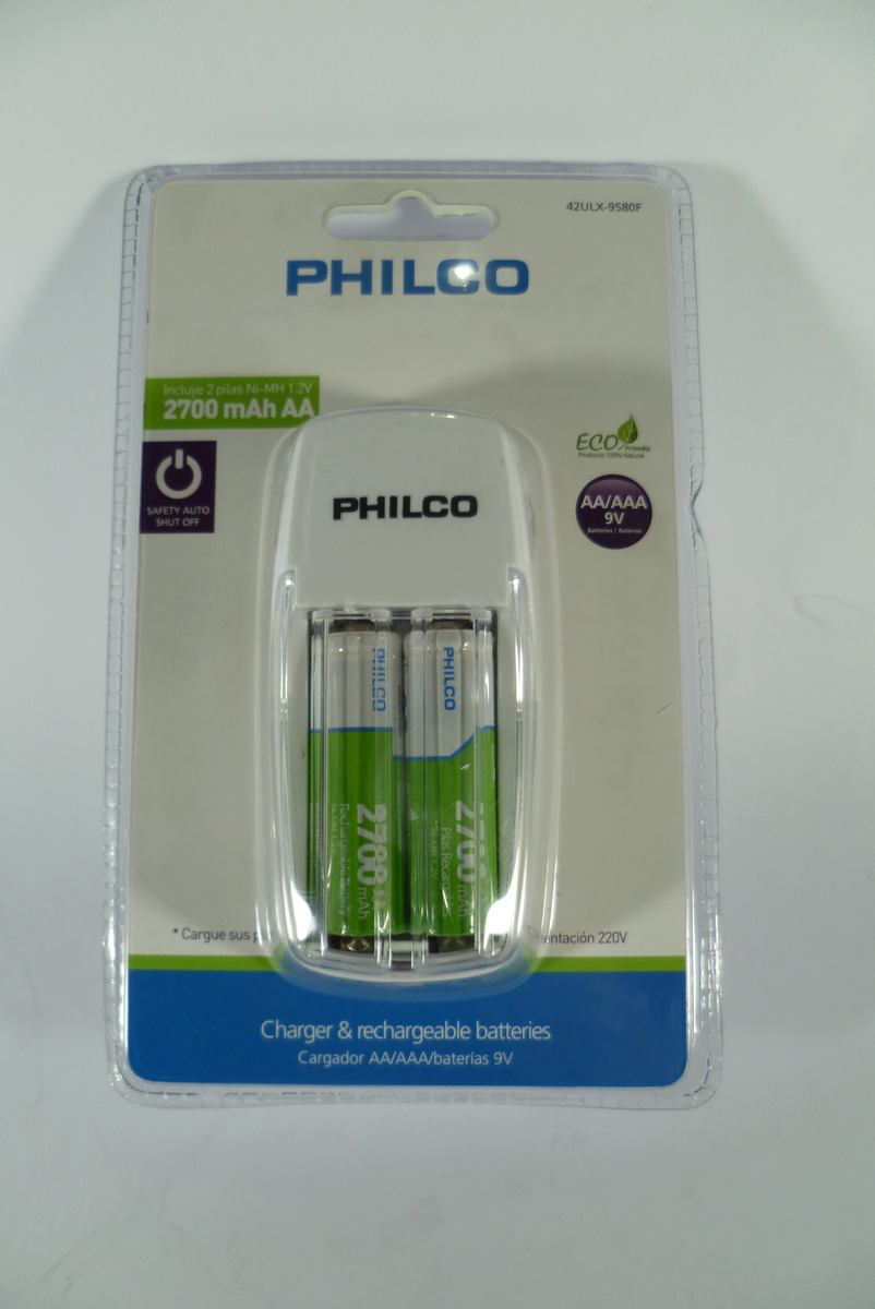 Cargador de pilas AA - AAA y batería 9V incluye 2 pilas AA 2700mah, cód. 0506
